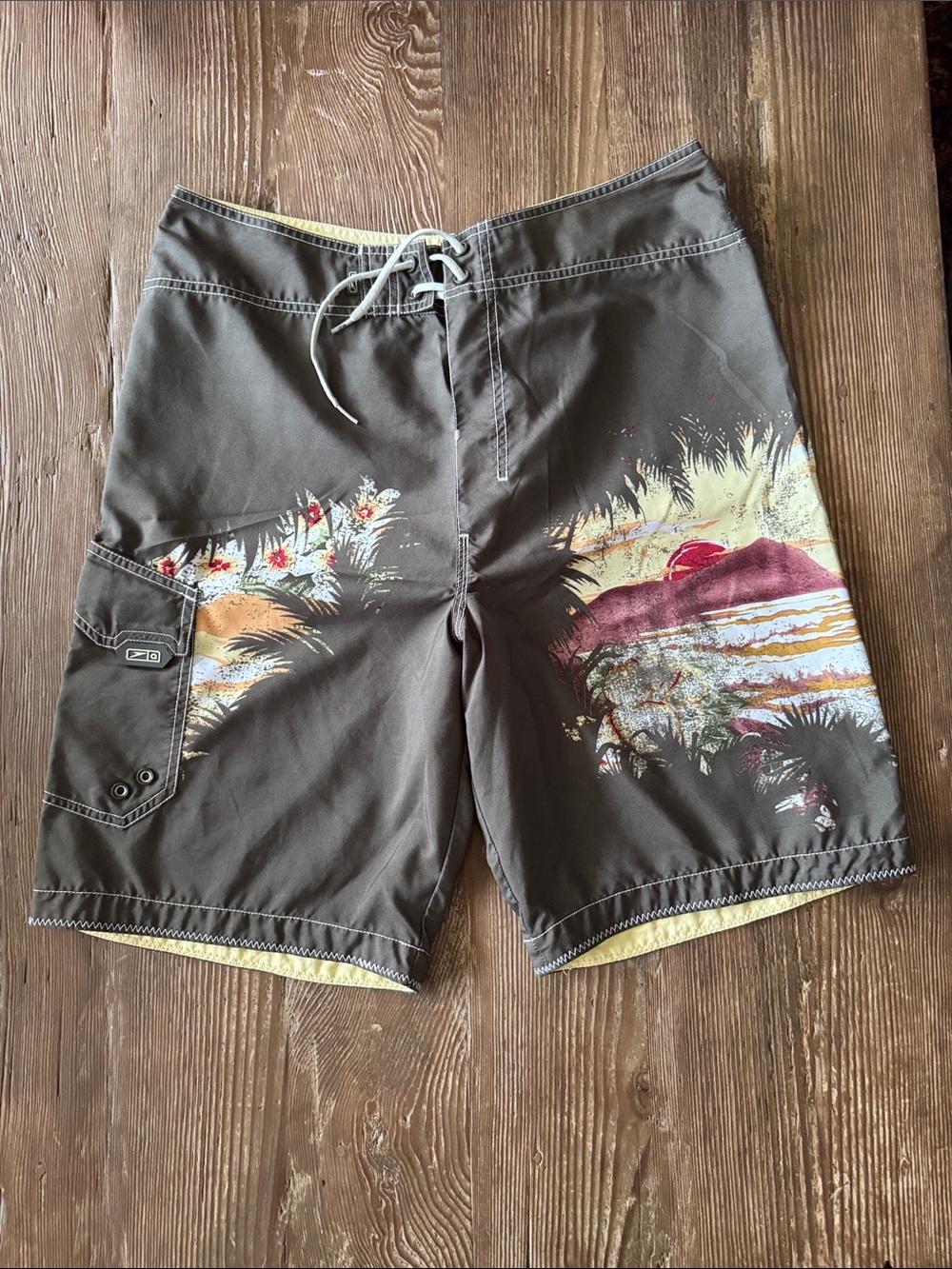 Speedo Olive Tropical-Graphic Men's Board Shorts